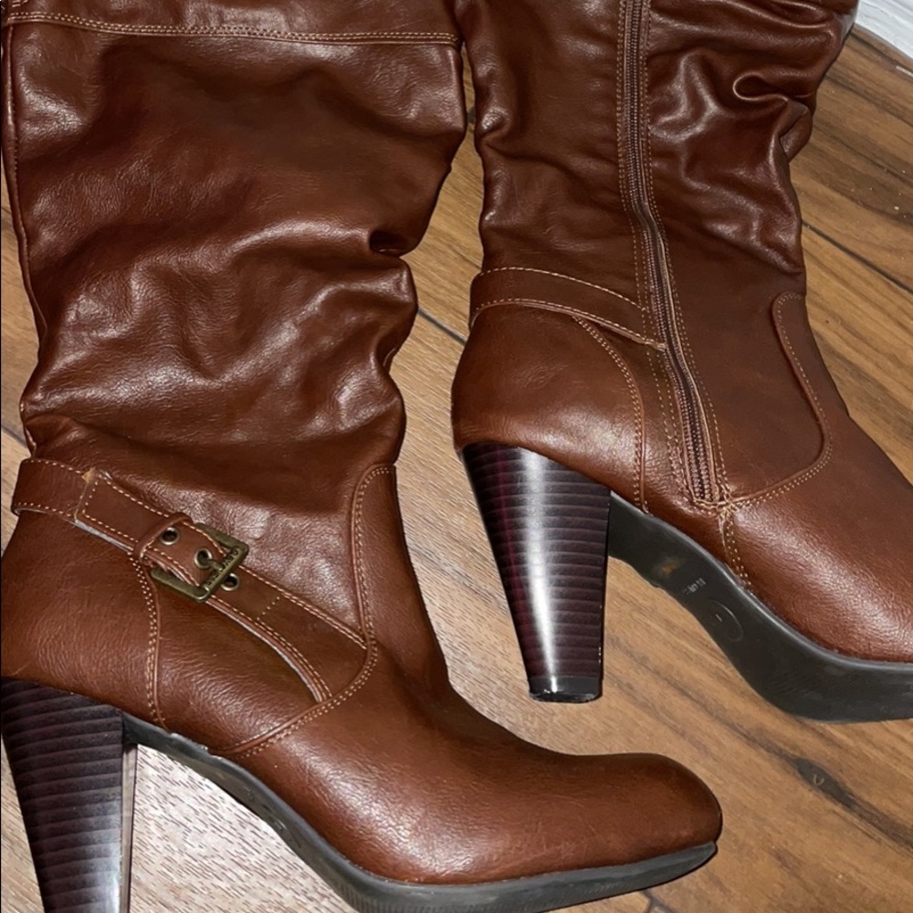 Brown heeled boots